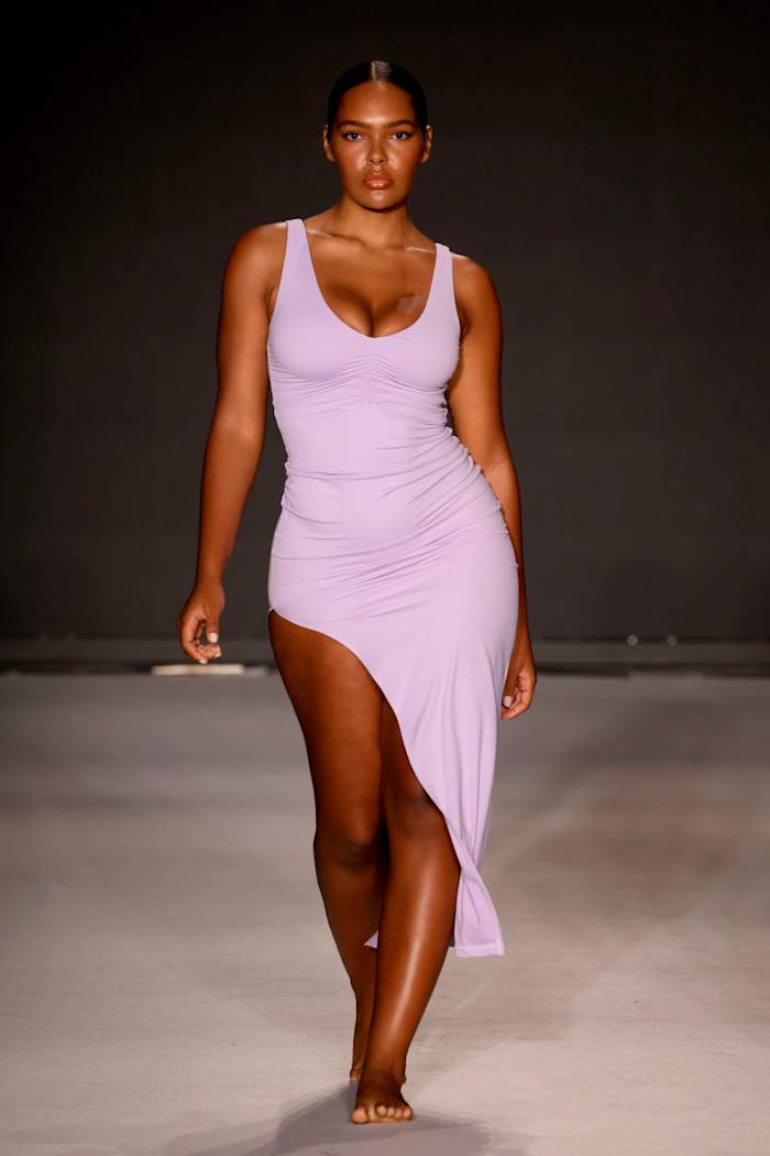 A model walks the runway for Riot Swim Fashion Show during Paraiso Miami Beach at The Paraiso Tent on July 15, 2022 in Miami Beach, Florida.